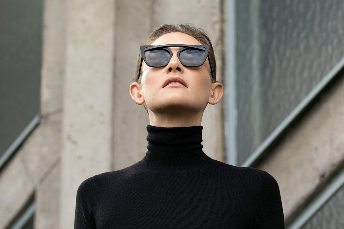 Medio Marco Negro Gafas De Sol Shades Celebrity Diseñador INS empresa británica.12 